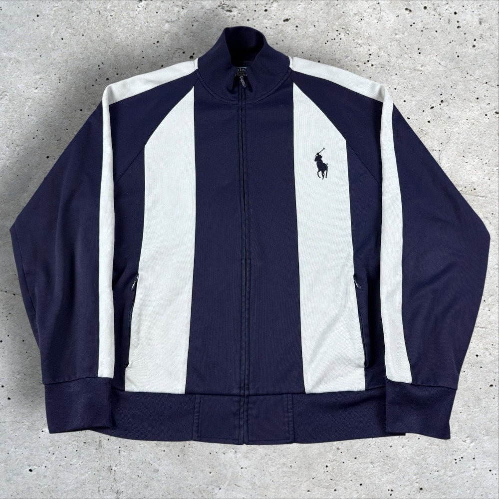 Polo Ralph Lauren Jacket Men Sz L‎ Performance Full Zip Track Field Big Pony Vtg